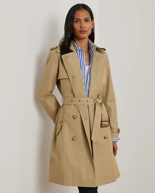 lauren ralph lauren Gabardina cruzada de mezcla de algodón para mujer | Ralph Lauren® ES Última moda