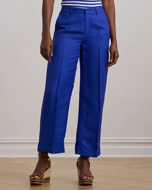 lauren ralph lauren Pantalón recortado de sarga y lino para mujer | Ralph Lauren® ES Ofertas de temporada