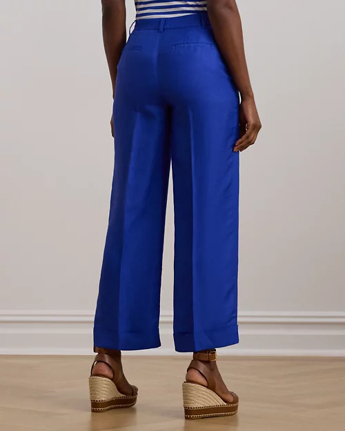 lauren ralph lauren Pantalón recortado de sarga y lino para mujer | Ralph Lauren® ES Ofertas de temporada