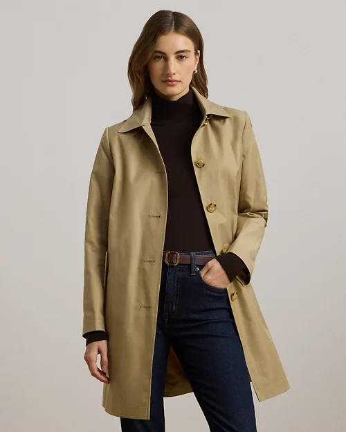 lauren ralph lauren Abrigo escocés de mezcla de algodón para mujer | Ralph Lauren® ES