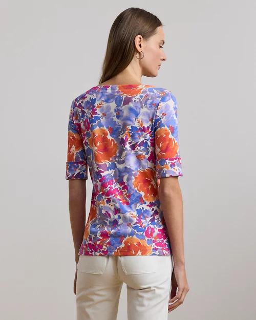 lauren ralph lauren Camiseta de algodón elástico estampada para mujer | Ralph Lauren® ES Grandes ahorros