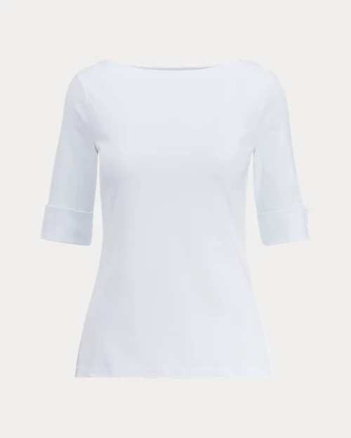 lauren ralph lauren Camiseta con cuello barco de algodón para mujer | Ralph Lauren® ES Rebajas de fin de temporada