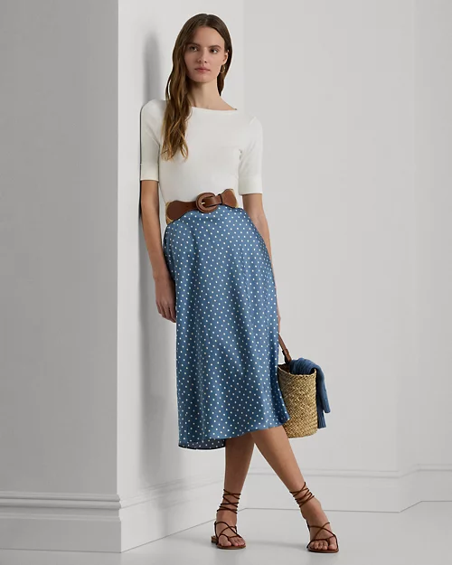 lauren ralph lauren Camiseta con cuello barco de algodón para mujer | Ralph Lauren® ES Rebajas de fin de temporada