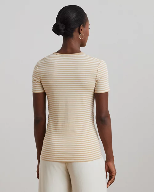 lauren ralph lauren Camiseta de algodón elástico con rayas para mujer | Ralph Lauren® ES Rebajas de fábrica
