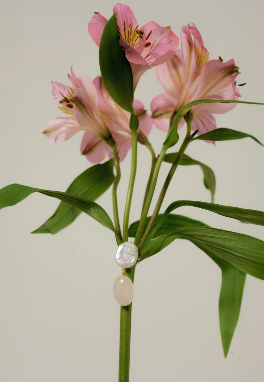 lavani Pendientes Laia Perlas y Cuarzo Rosa En oferta