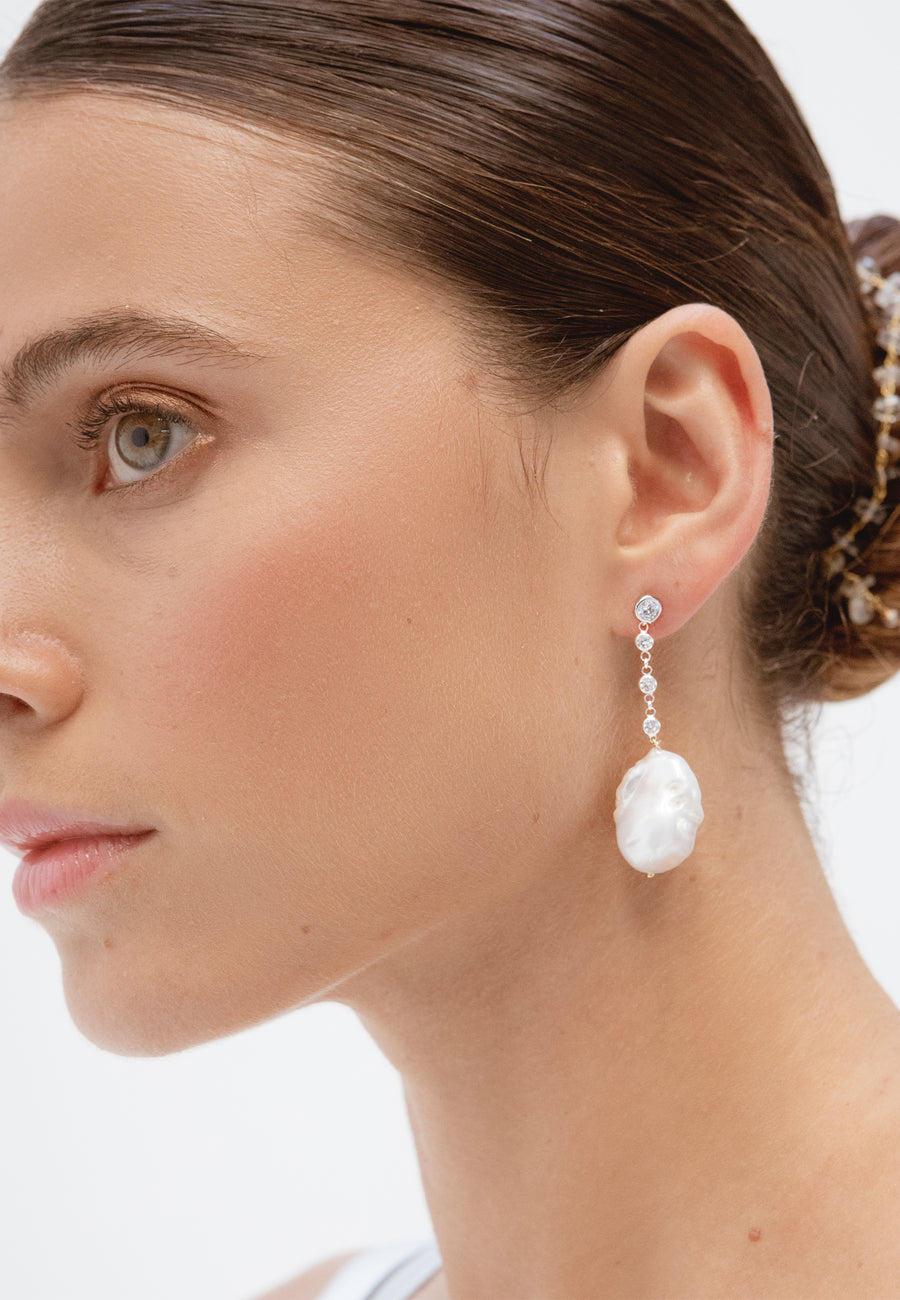 lavani Pendientes Celine Plata Perla Barroca Ofertas especiales