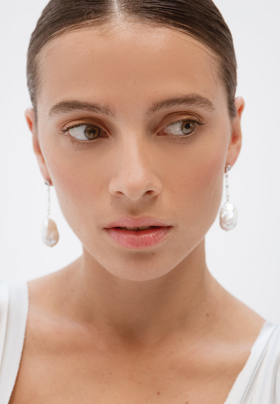 lavani Pendientes Celine Plata Perla Barroca Ofertas especiales