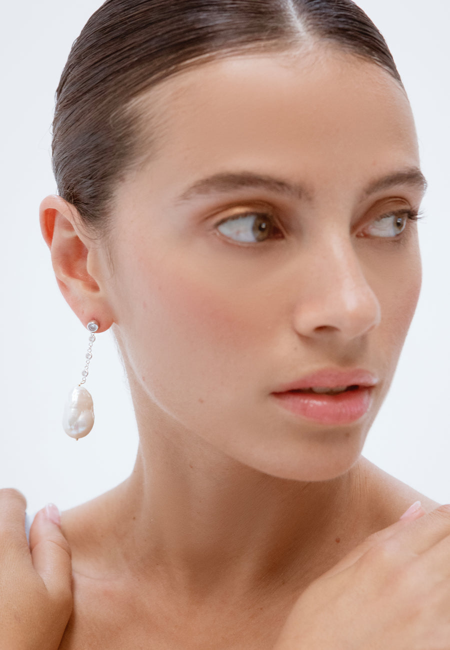 lavani Pendientes Celine Plata Perla Barroca Ofertas especiales
