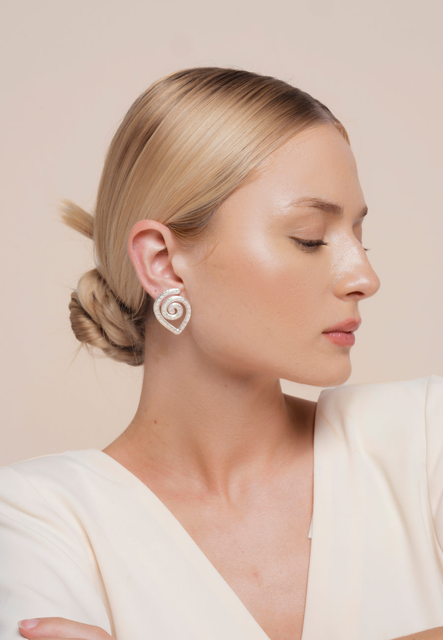 lavani Pendientes Spiral Plateados Rebajas de fin de temporada