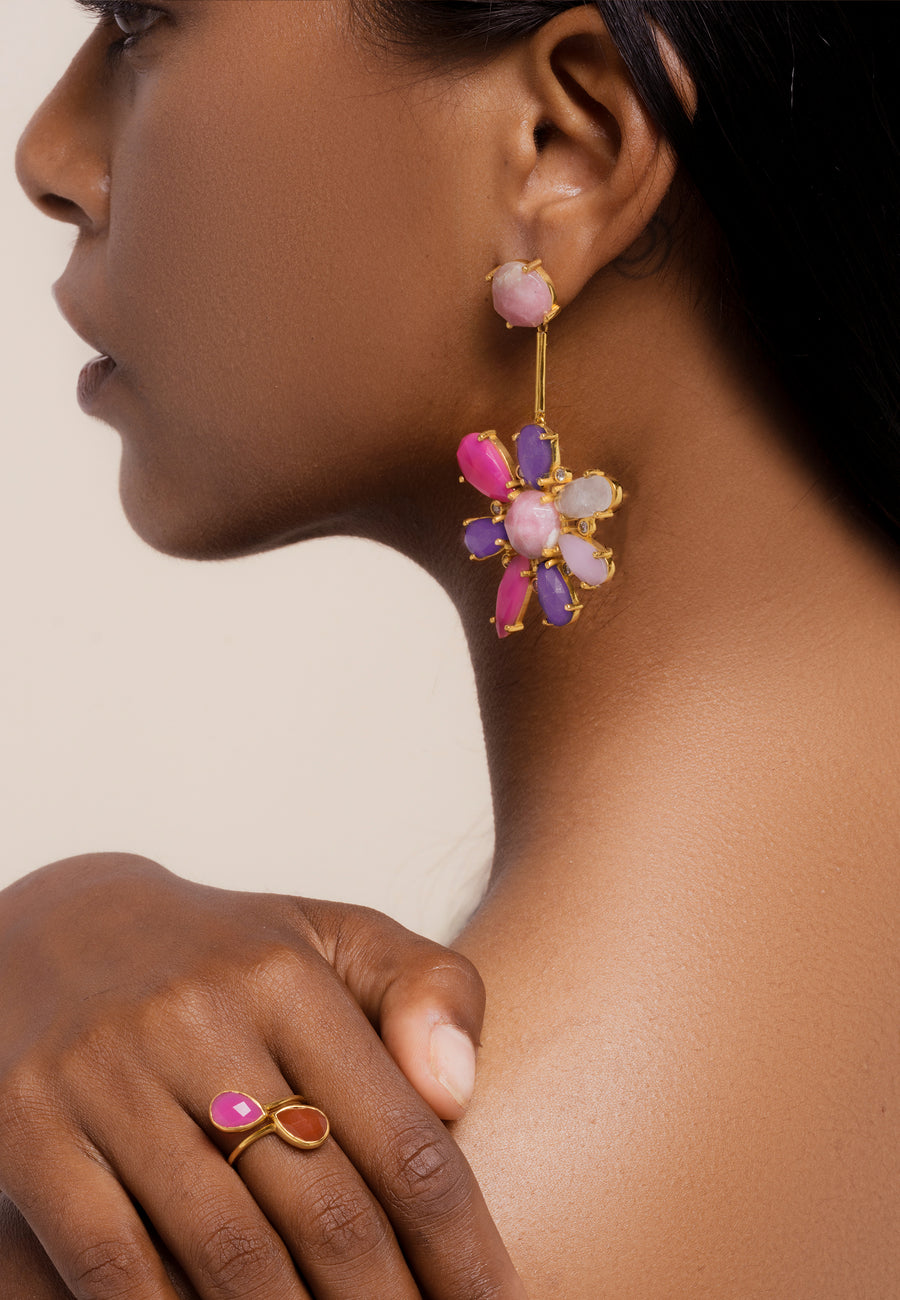 lavani Pendientes Hibiscus Fucsia Outlet