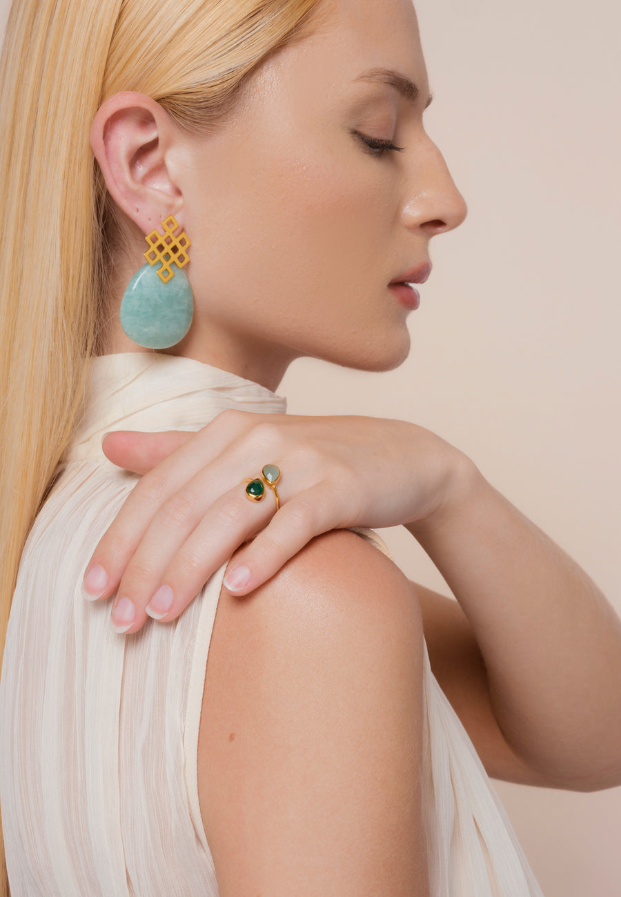 lavani Pendientes Endless Knot Aguamarina Ventas relámpago