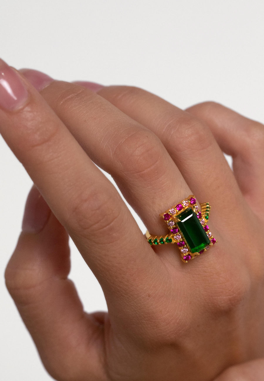 lavani Anillo Rivoli Fucsia y Verde COMPRAR AHORA