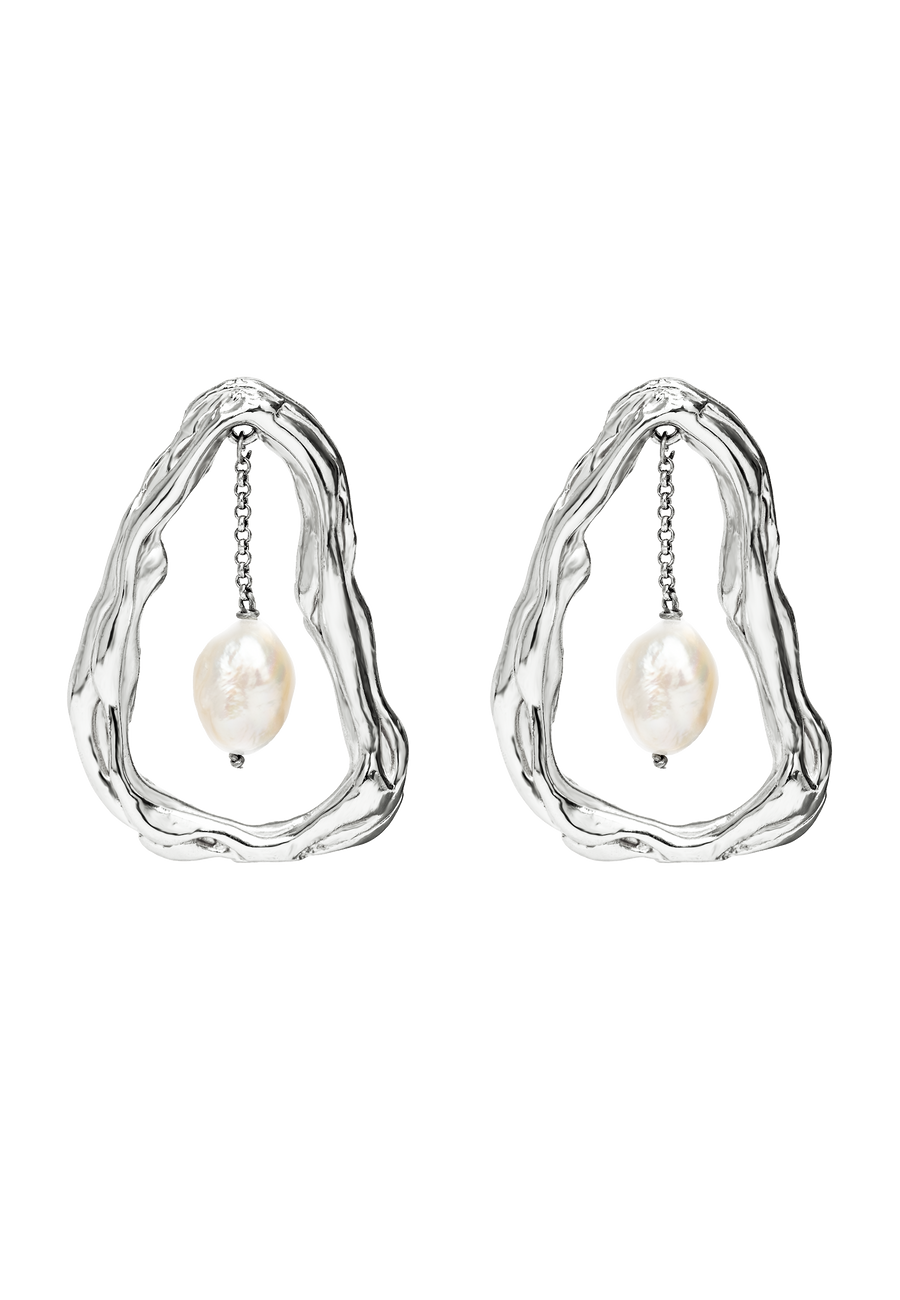 lavani Pendientes Perlas Giselle Plata