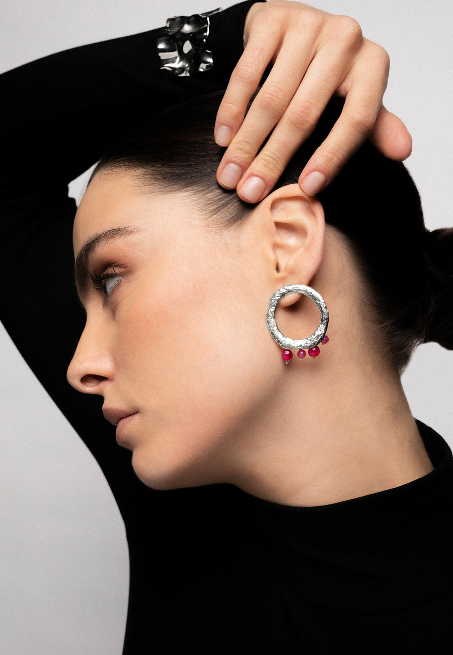 lavani Pendientes Adara Fucsia Plata Envío internacional gratuito