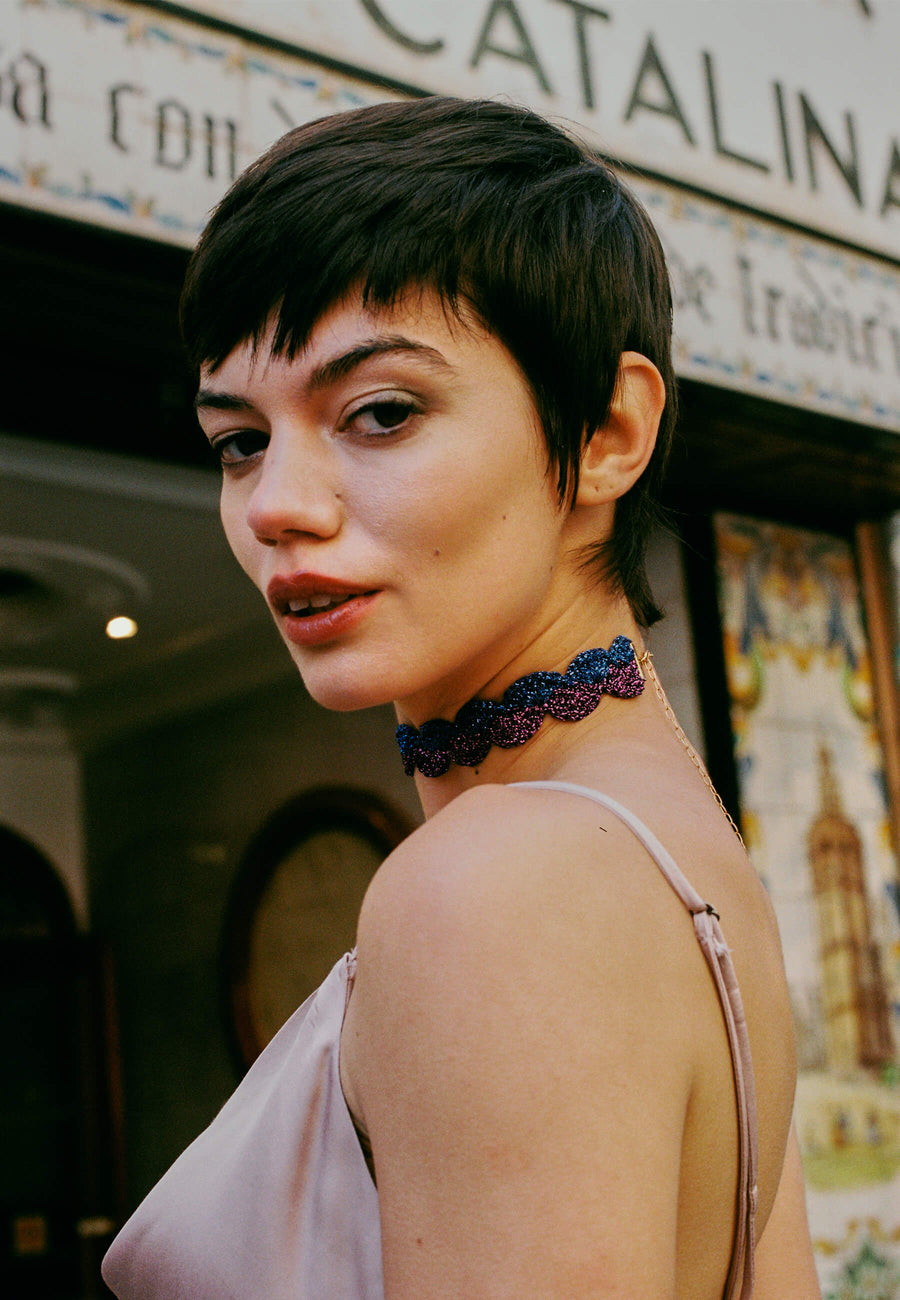 lavani Choker Vibrant Deyá Morado y Azul Envío gratis