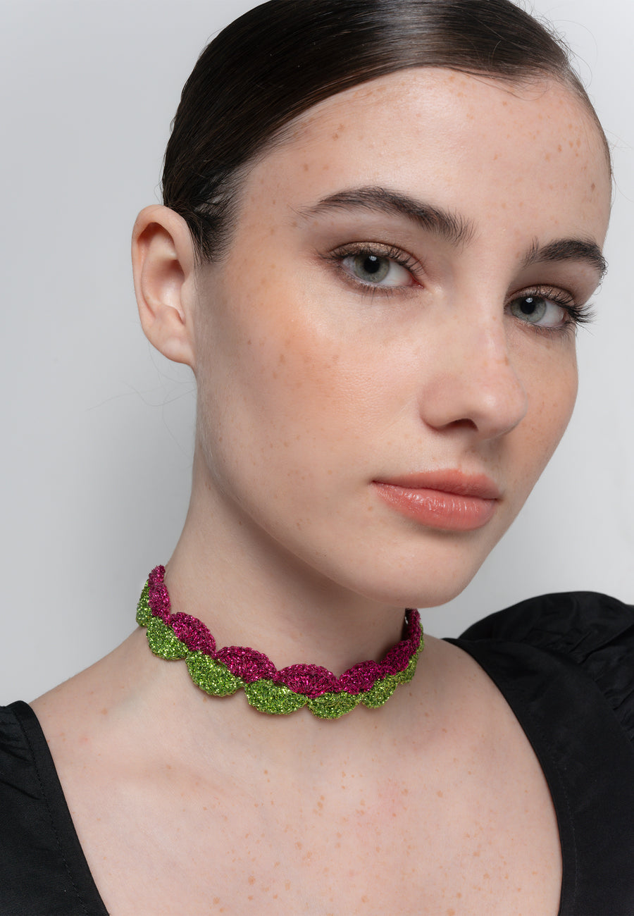 lavani Choker Vibrant Deyá Verde y Fucsia Oferta especial