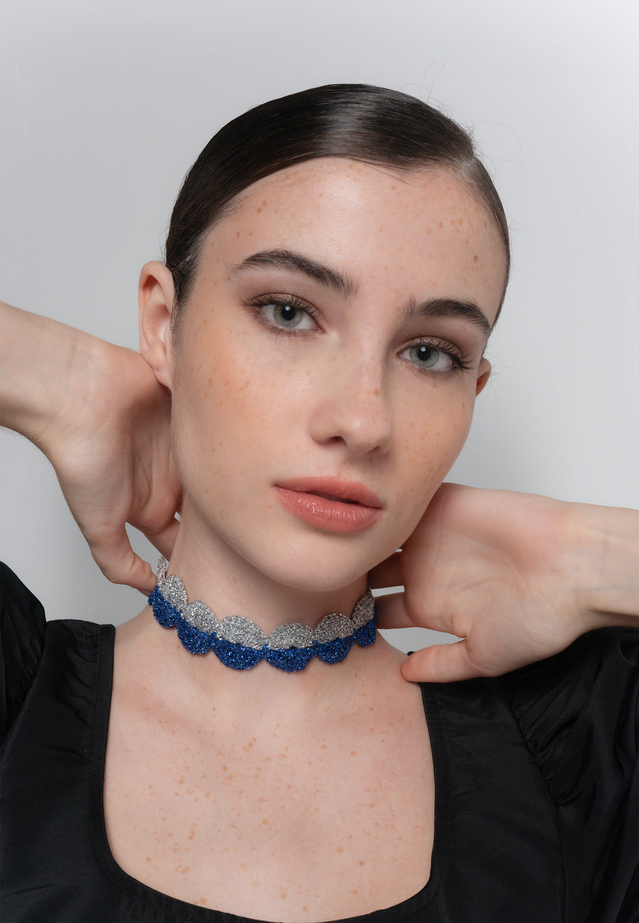 lavani Choker Ball Savina Azul y Plata ÚLTIMAS EDICIONES