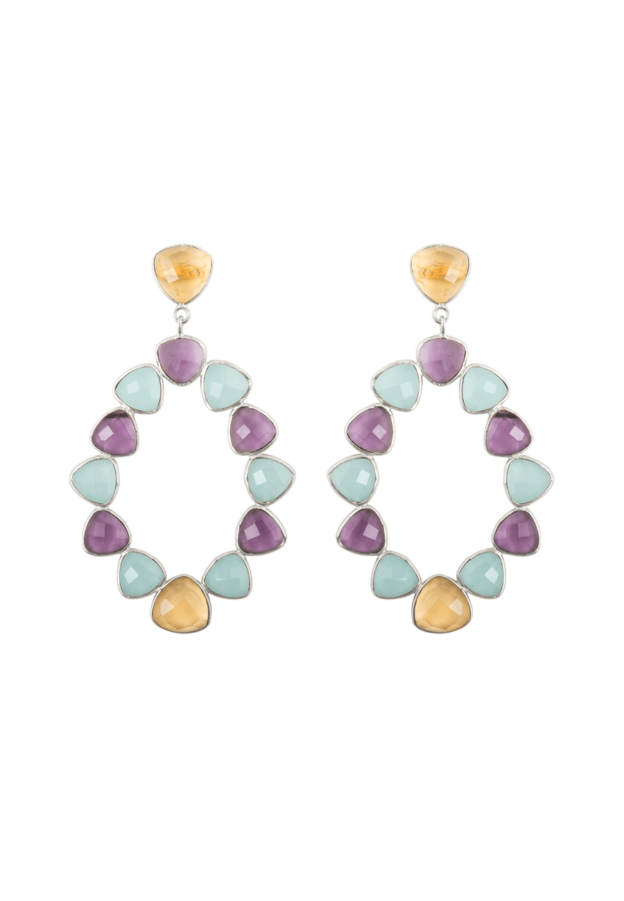 lavani Pendientes Plata Palmira Morado Aguamarina