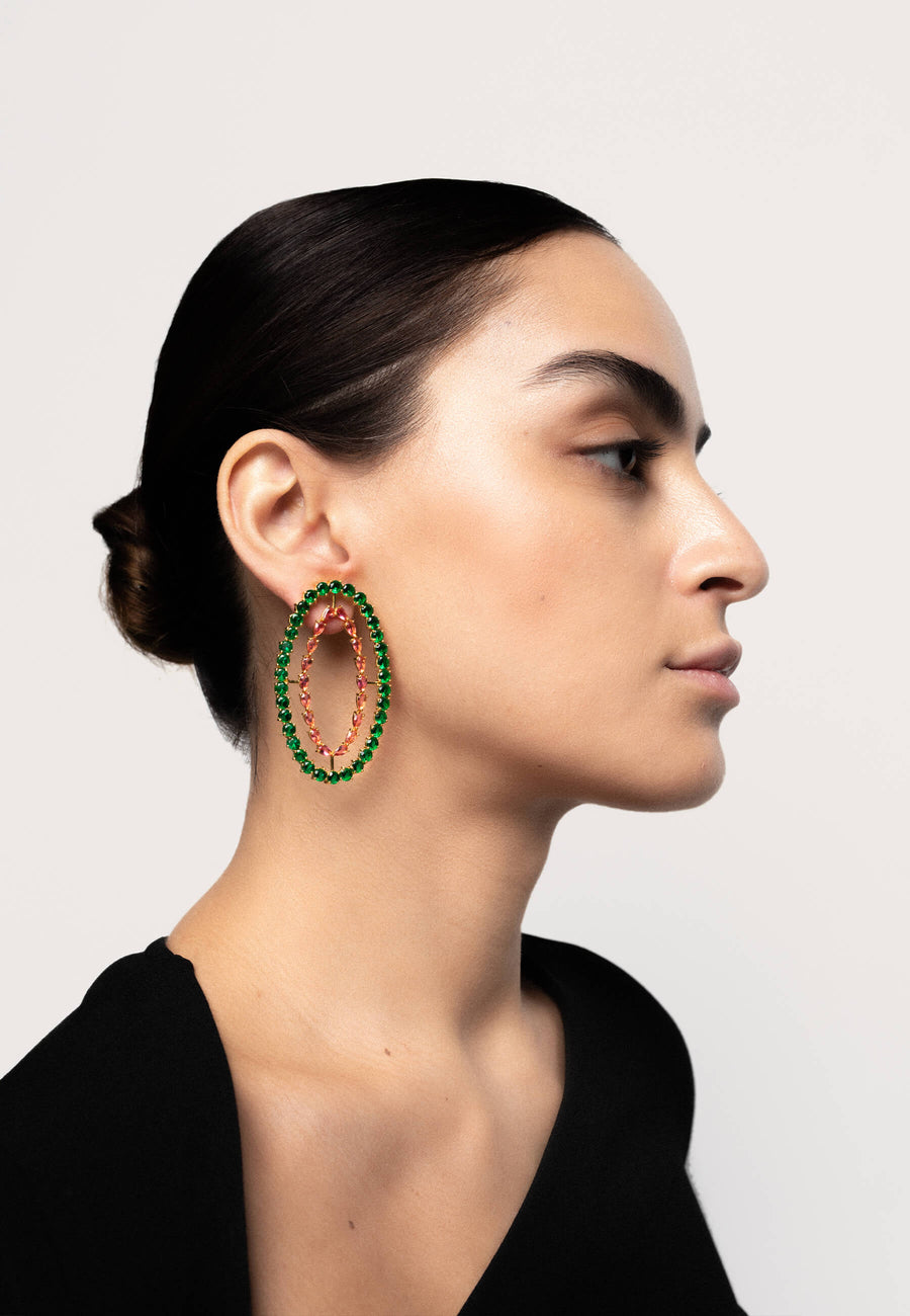 lavani Pendientes Rivoli Fucsia y Verde Rebajas
