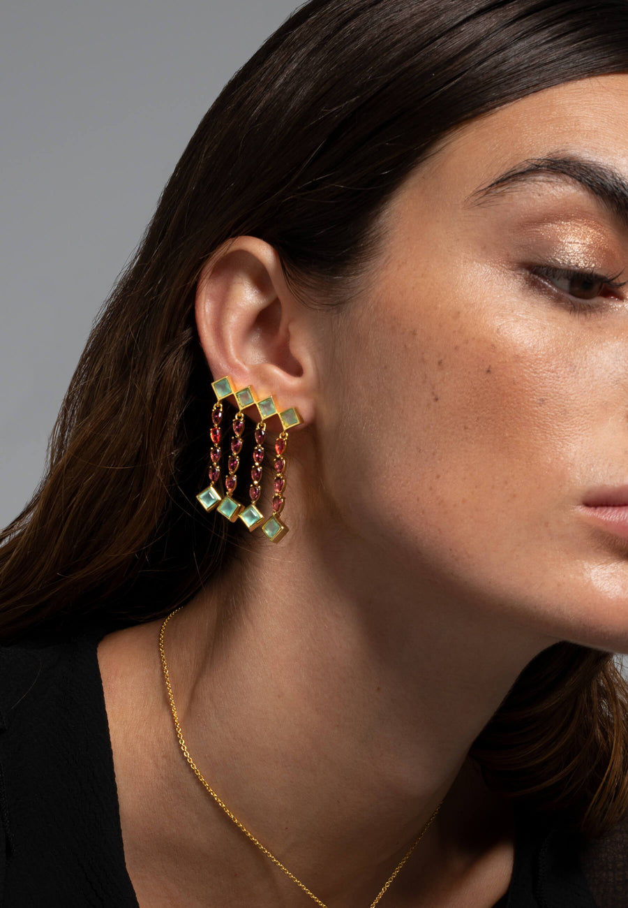 lavani Pendientes Trepadores Verde Agua y Rosa Odeon En oferta