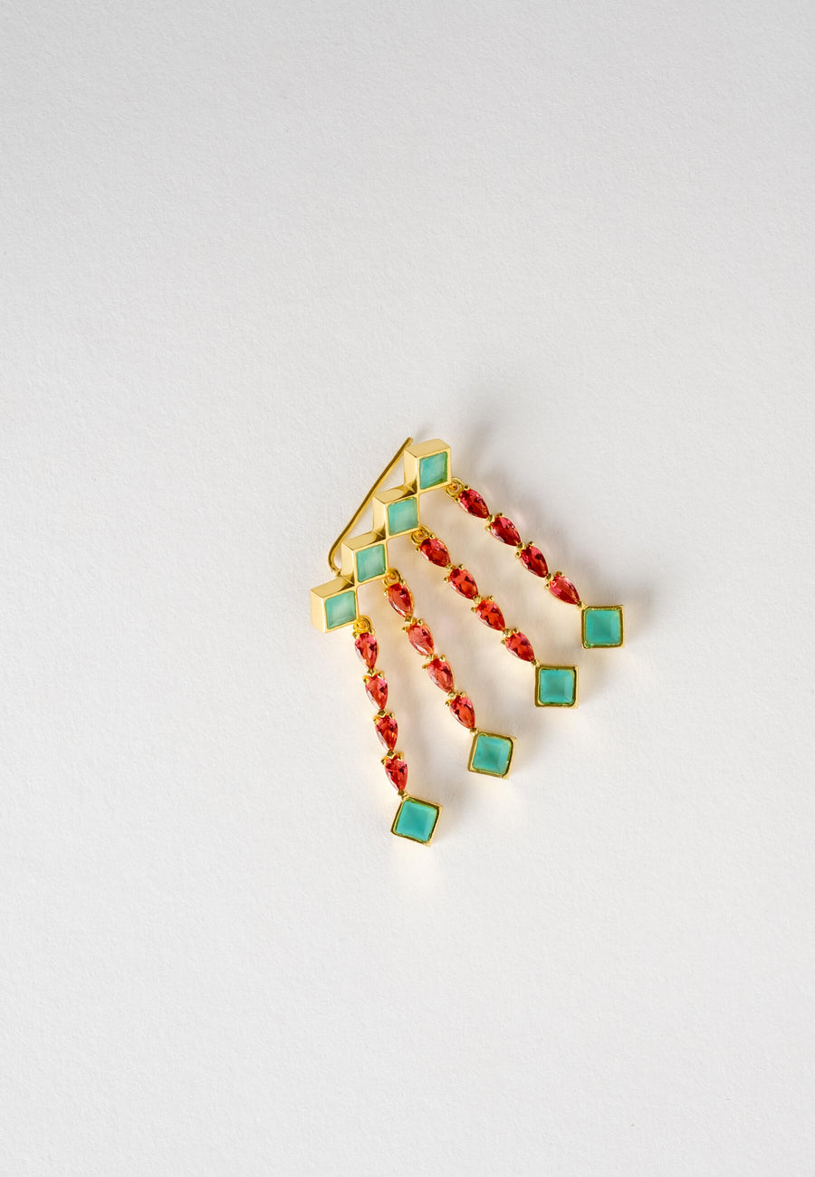 lavani Pendientes Trepadores Verde Agua y Rosa Odeon En oferta