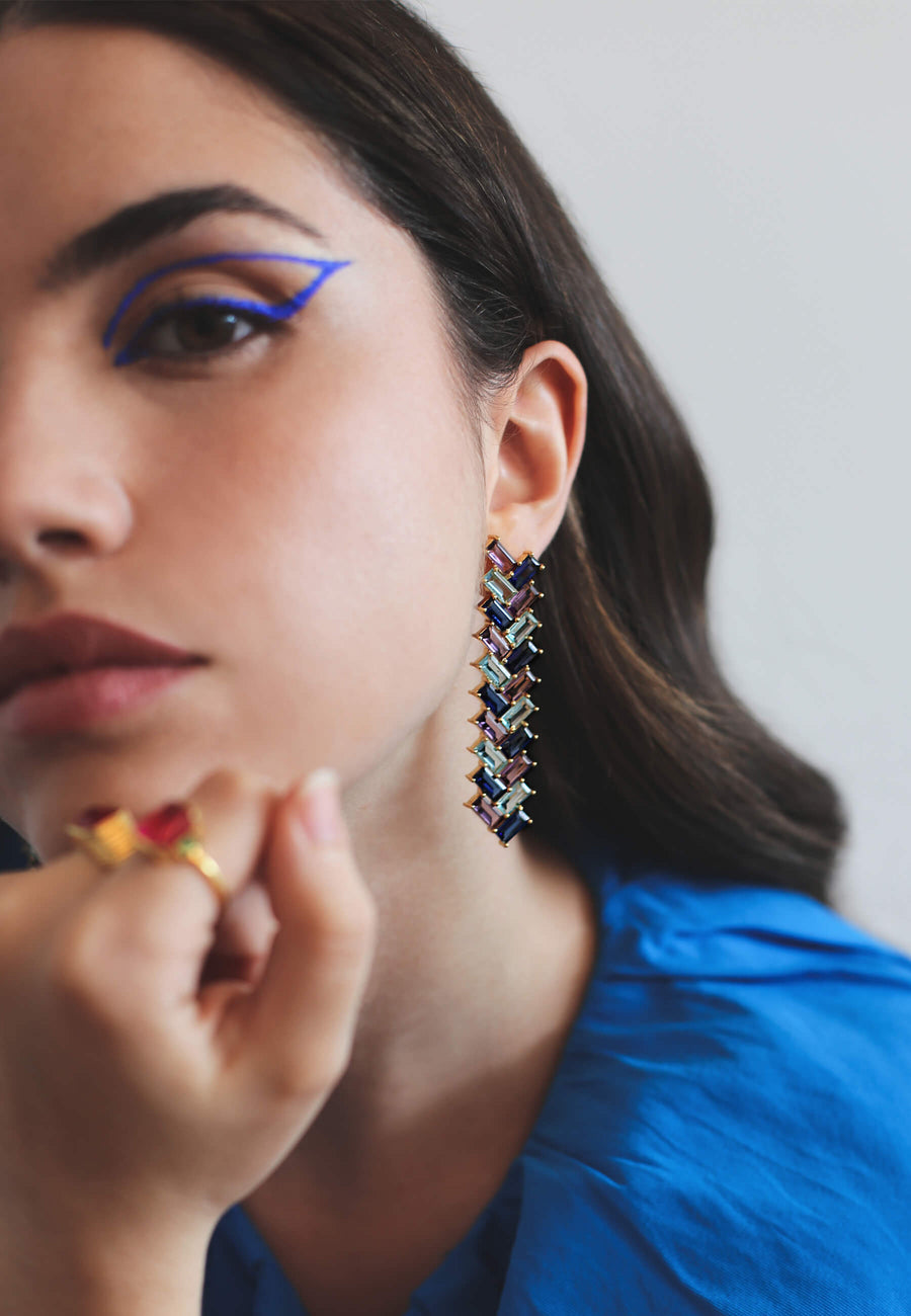 lavani Pendientes Metrópolis Agua y Morado Descuento