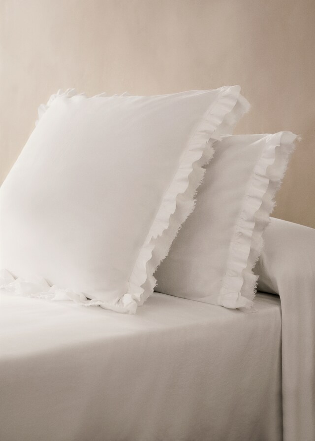 mango Funda almohada algodón lavado volante lino 50x75 cm