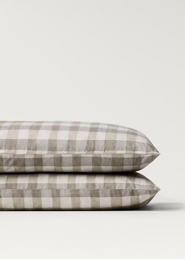 mango Funda almohada algodón percal cuadros 50x75 cm Envío gratis