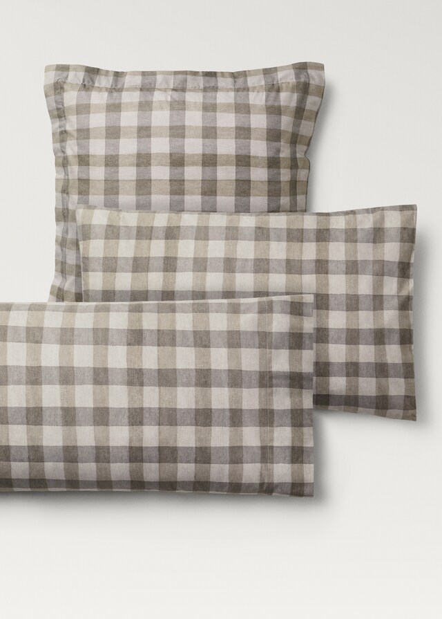mango Funda almohada algodón percal cuadros 50x75 cm Envío gratis