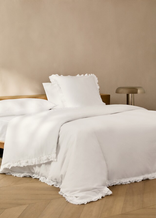 mango Funda nórdica algodón lavado volante lino cama 135/140 cm
