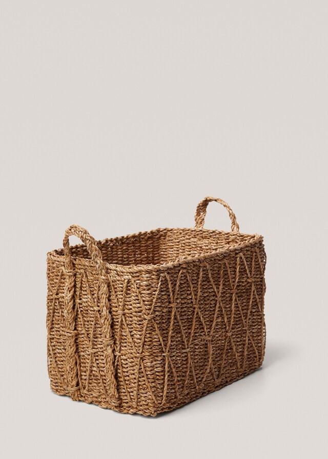 mango Cesta seagrass trenzado diseño rombo grande Envío internacional gratuito