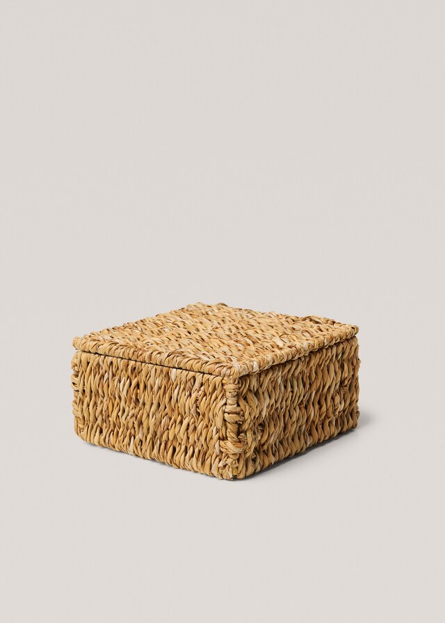 mango Cesta fibras naturales tapa 17x17cm Ahorra y exporta