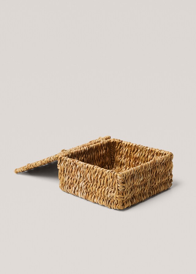 mango Cesta fibras naturales tapa 17x17cm Ahorra y exporta