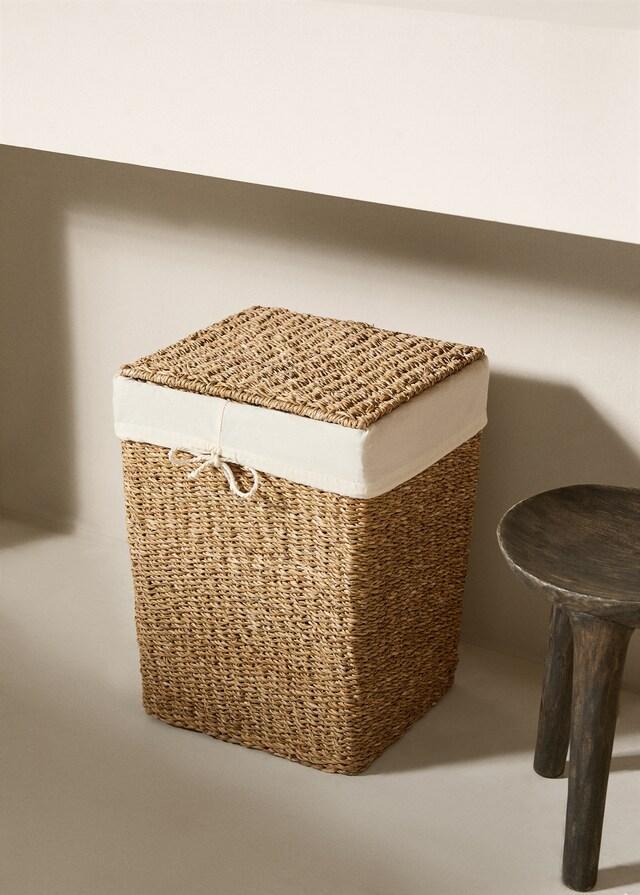 mango Cesta de ropa totora 33x30x45