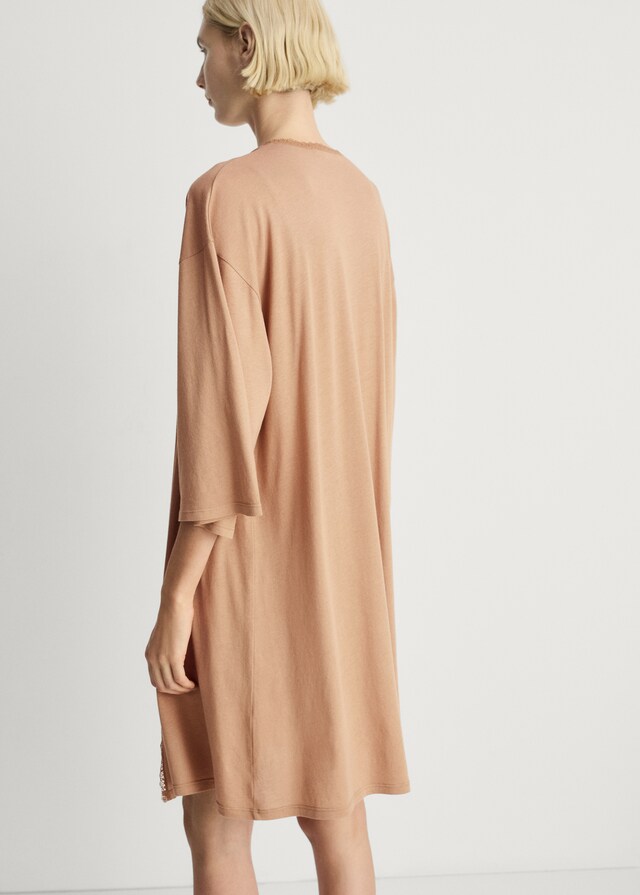 mango Bata algodón puntilla contratono Última moda