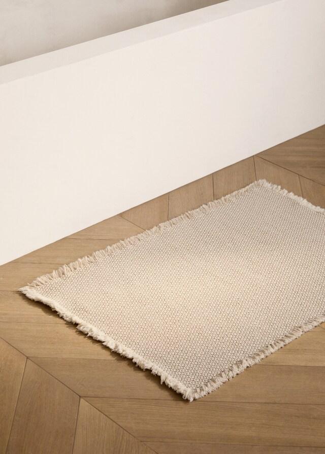 mango Alfombra baño algodón lino flecos