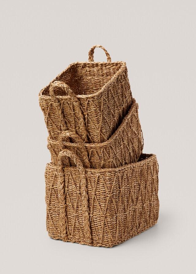 mango Cesta cuadrada asas 37x27cm Devoluciones gratuitas