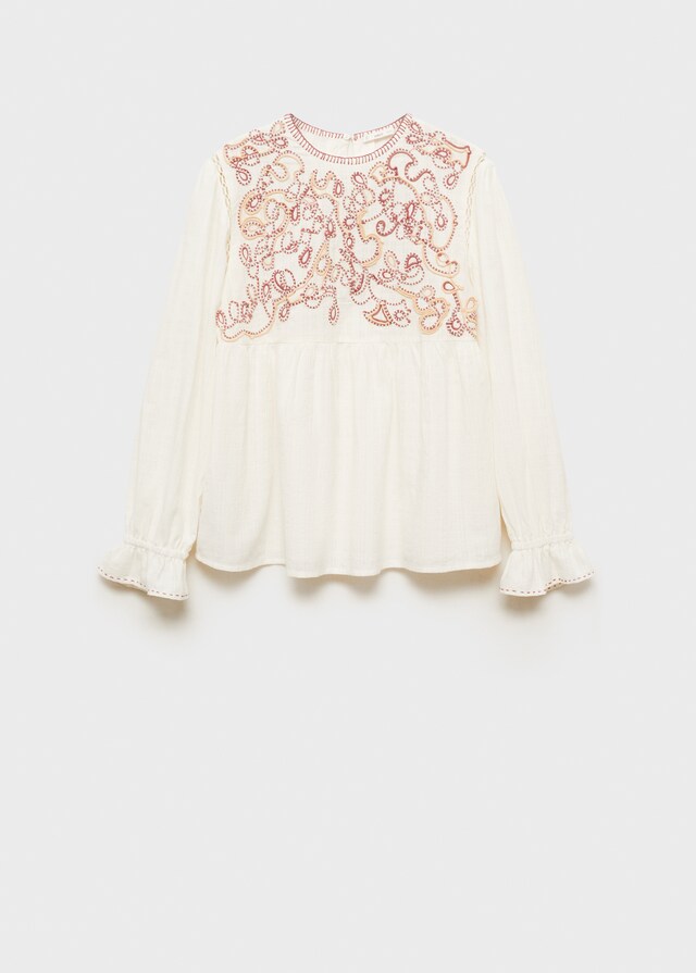 mango Blusa algodón bordados