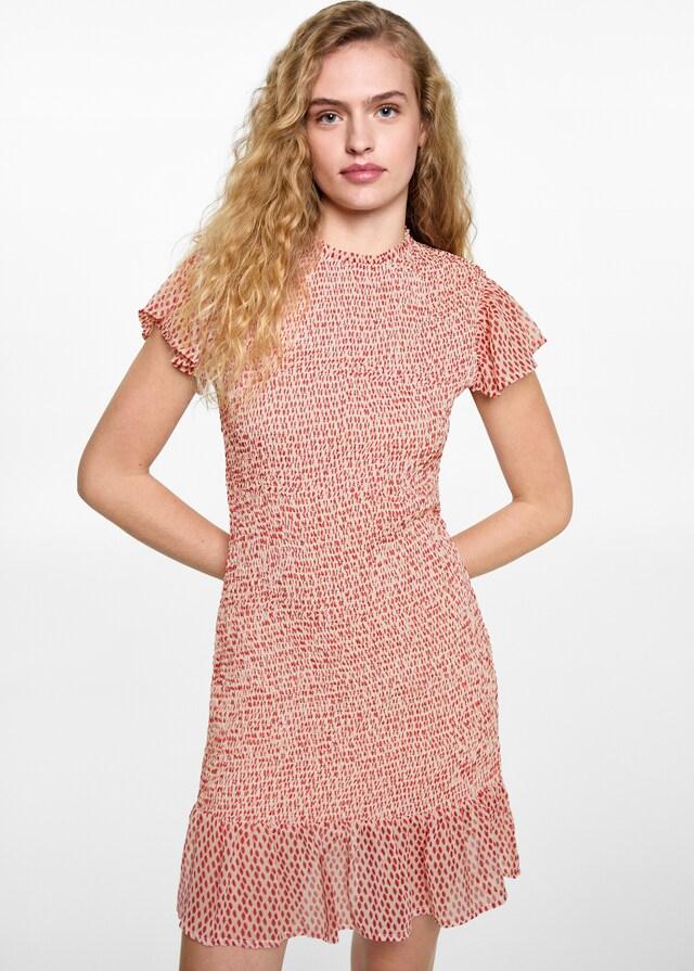 mango Vestido fruncido estampado