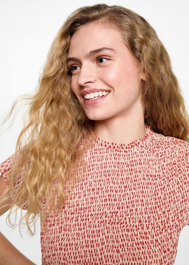 mango Vestido fruncido estampado Descuentos del mes
