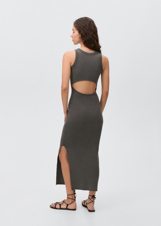 mango Vestido largo abertura espalda Última moda