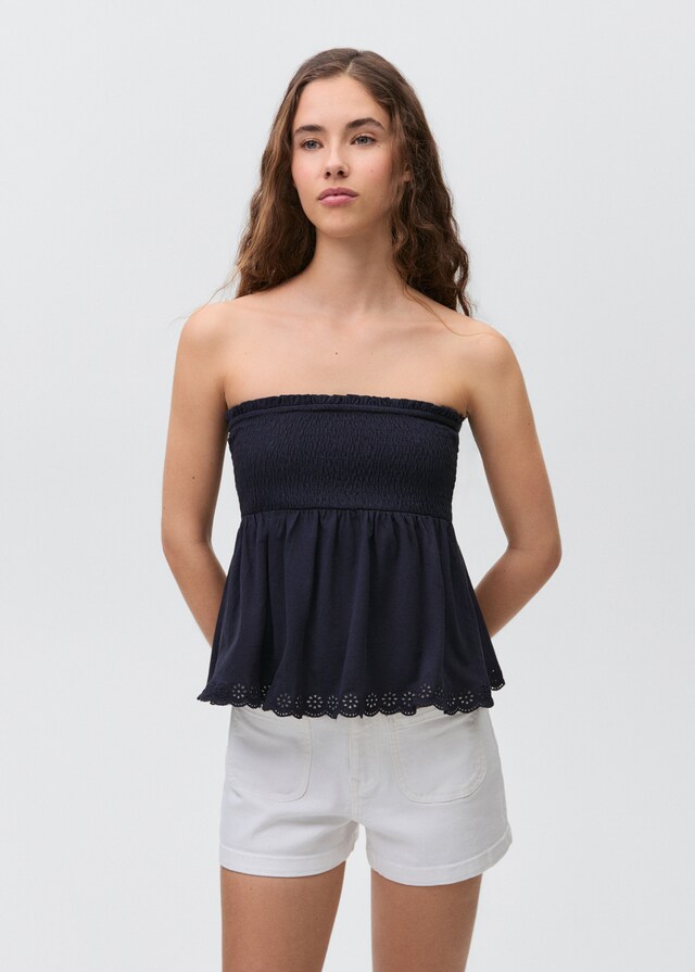 mango Top fruncido volante