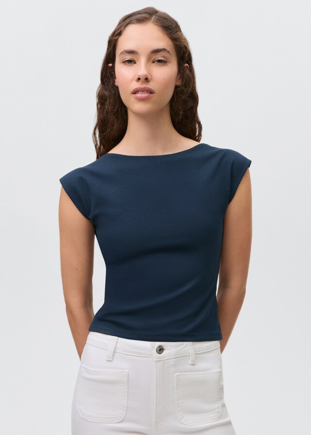 mango Camiseta 100% algodón cuello barco