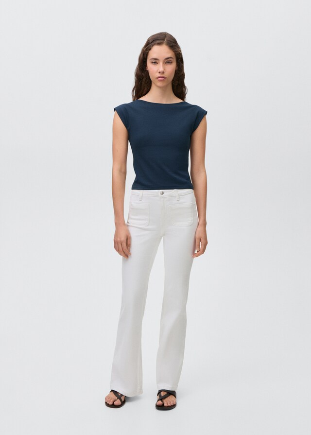 mango Camiseta 100% algodón cuello barco En línea