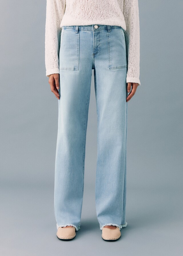 mango Jeans wideleg bajo deshilachado Los más vendidos