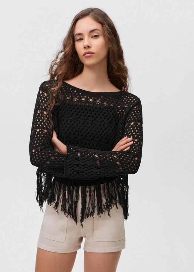 mango Jersey calado detalle flecos