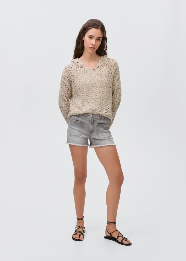 mango Jersey punto calado capucha Superdescuento