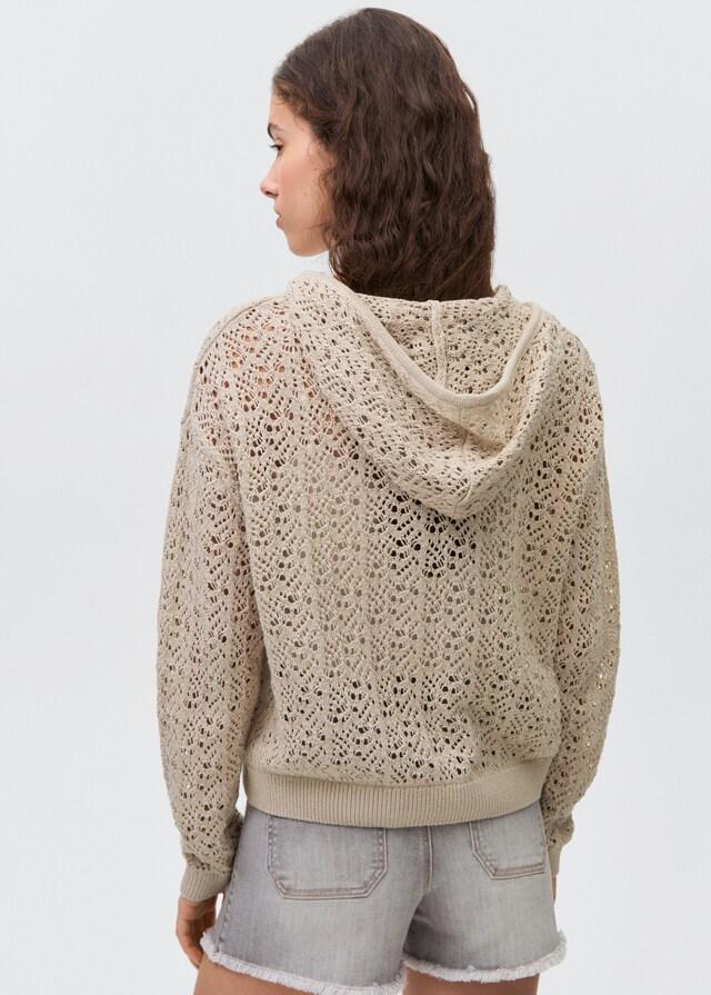 mango Jersey punto calado capucha Superdescuento