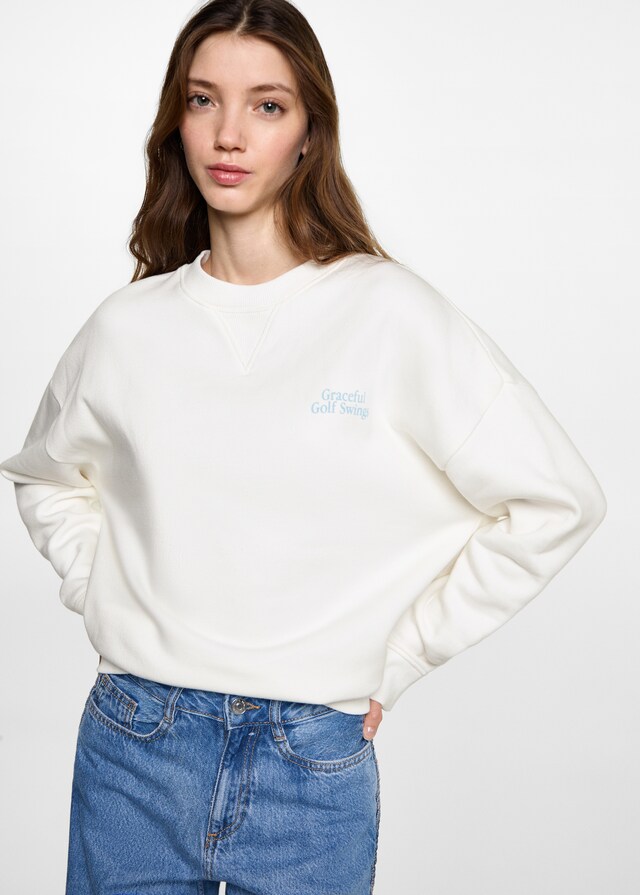 mango Sudadera algodón mensaje