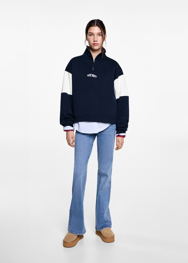mango Sudadera cremallera mensaje En oferta